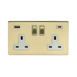 2G USB A+C Socket w/ White Insert