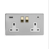 2G USB A+C Socket w/ White Insert