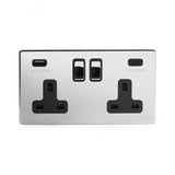 2G USB A+C Socket w/ Black Insert