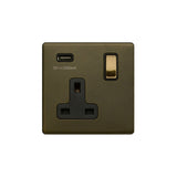 1G USB Type A Socket w/ Black Insert
