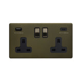 2G USB A+C Socket w/ Black Insert