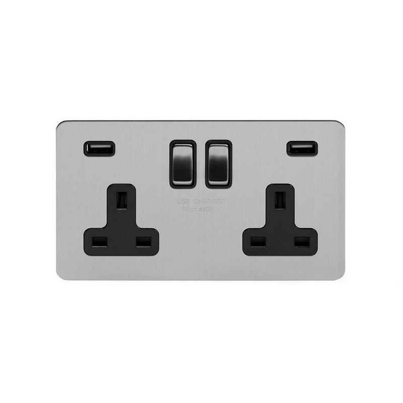 2G USB Socket w/ Black Insert / Flat Plate