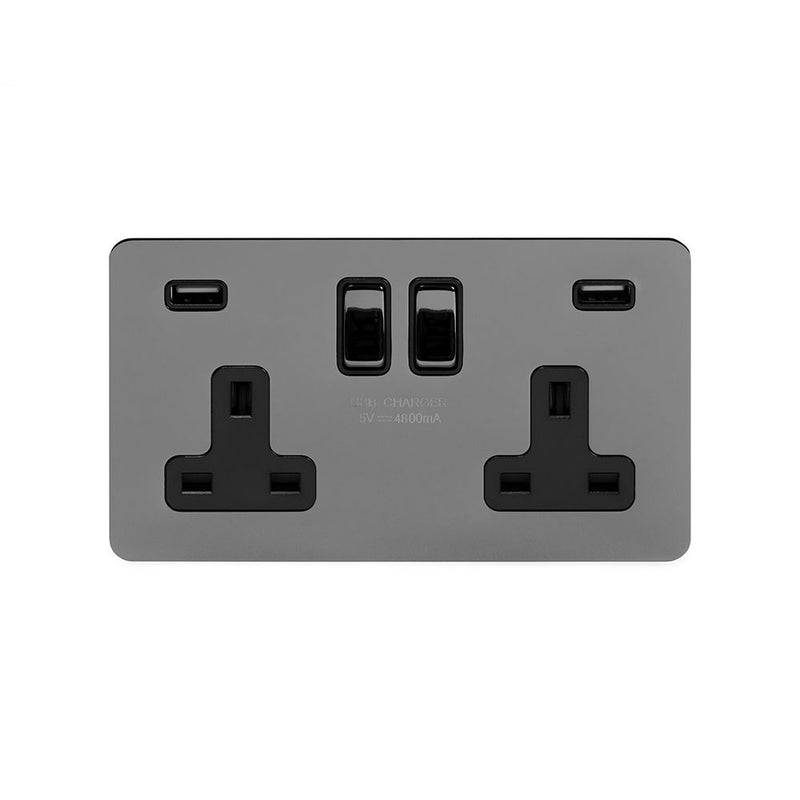 2G USB Socket w/ Black Insert / Flat Plate